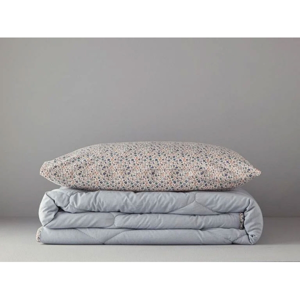 Floral Cotton Polyester Single Sleeping Set 155x215 Cm Gray