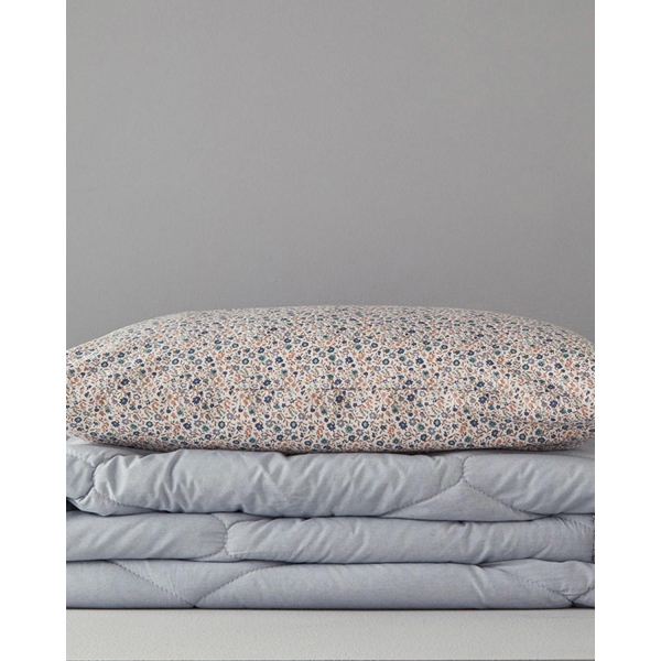 Floral Cotton Polyester Single Sleeping Set 155x215 cm Gray