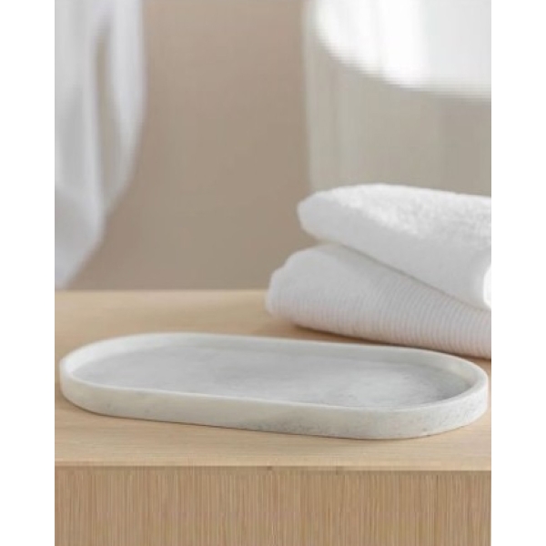 Medusa Marble Decorative Tray 30x15 cm White