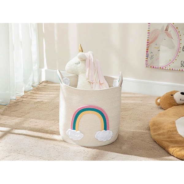 Rainbow Cotton basket weave Toy Basket 30x30 cm Ecru