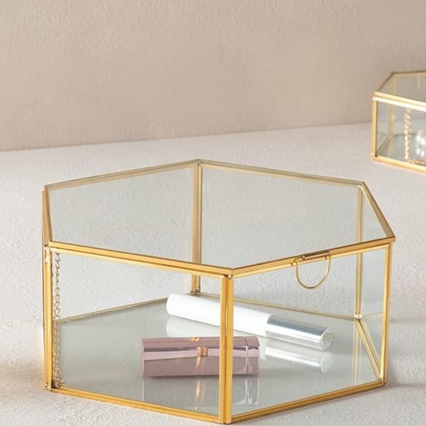 Deluxe Glass Decorative Box Gold