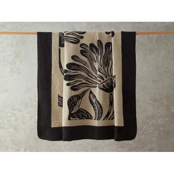Floreo Cotton Single Blanket 150x200 Cm Beige - Black