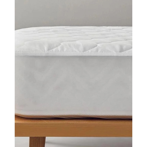 Plump Cotton Polyester Waterproof Double Mattress Protector 180x200+30 cm White