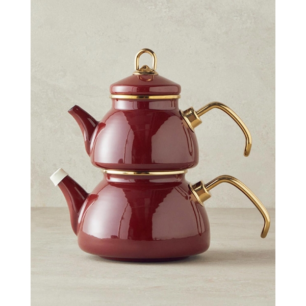 Copenhagen Enamel Mini Tea Pot 0,50 lt + 1,1 lt Maroon