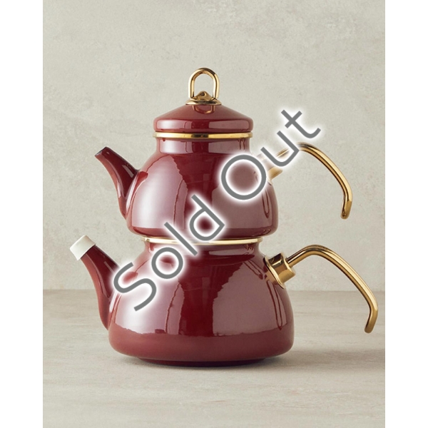 Copenhagen Enamel Mini Tea Pot 0,50 lt + 1,1 lt Maroon