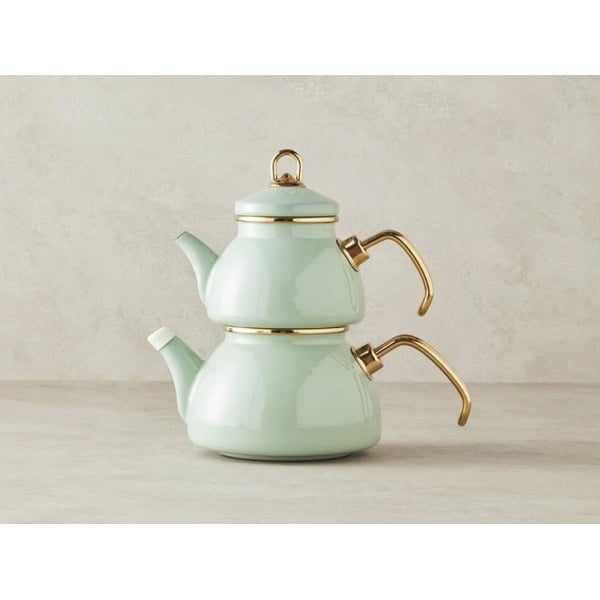 Perro Enamel Tea Pot 1.1 Liter + 2.3 Liter Light Mint