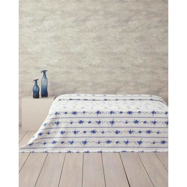 Flower Line Double Pike 200x220 cm Blue