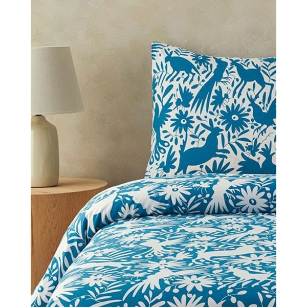 Folk Jungle Double Duvet Cover Set 200x220 cm Blue