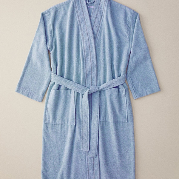 Soft Cotton Bathrobe L-XL Light Blue