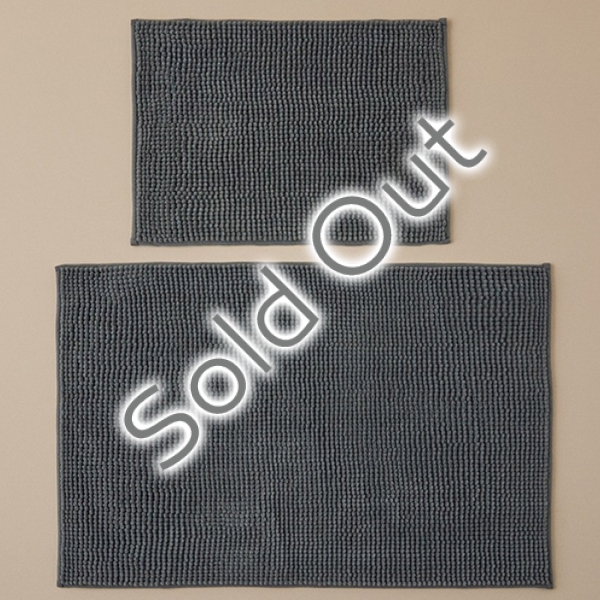 Paige Polyester Pasta Bath Mat Set 60x90+40x60 Anthracite