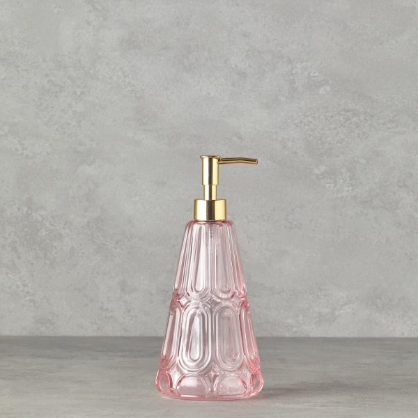 Diana Glass Bathroom Soap Dispenser 10x22 cm Light Pink