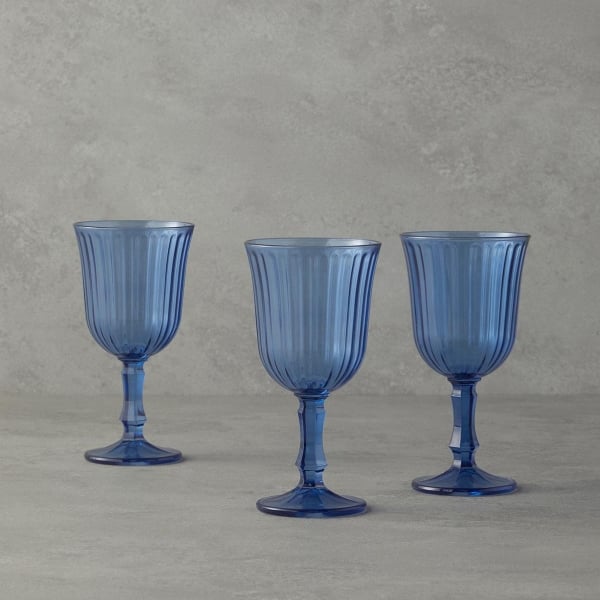 Carnival Glass 3 pcs Chalice 120 ml Blue