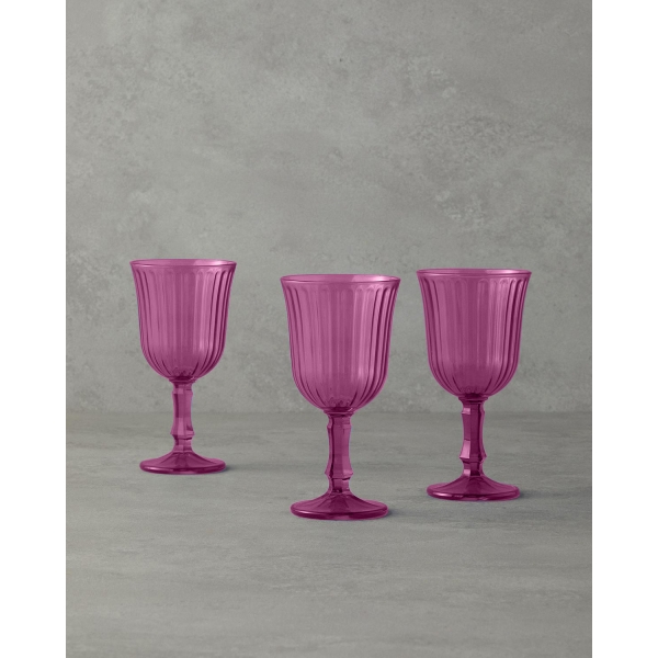 Carnival Glass 3 pcs Chalice 240 ml Pink