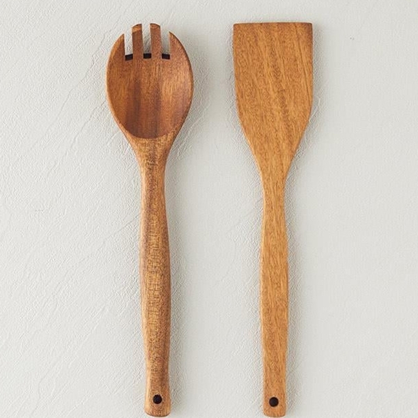 Pure Wooden Iroco 2 pcs Serving Tool 30 cm Brown