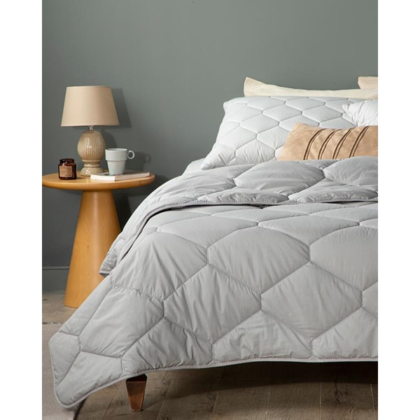 Colourful Cotton King Size Pillowcase Quilt Set 215x235 cm Light Grey