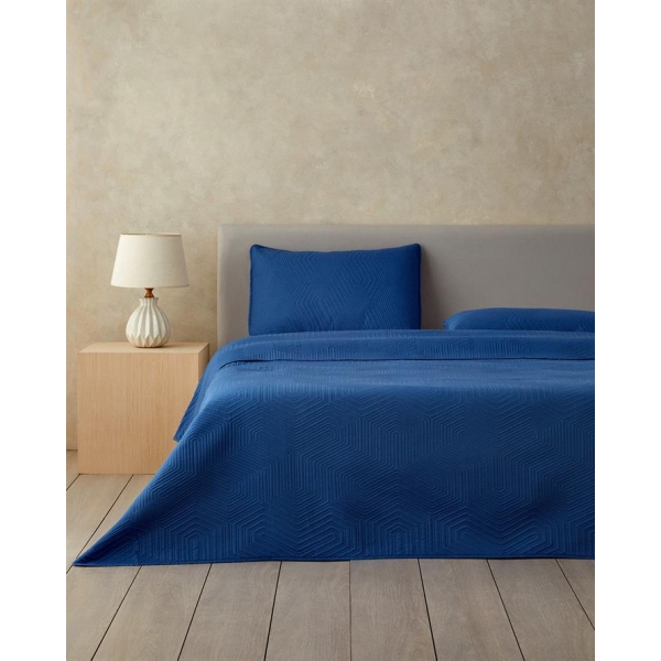 Modish Double Bedspread Set Navy Blue