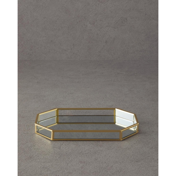 Deluxe Glass Decorative Tray 27,5x15x2,5 cm Gold