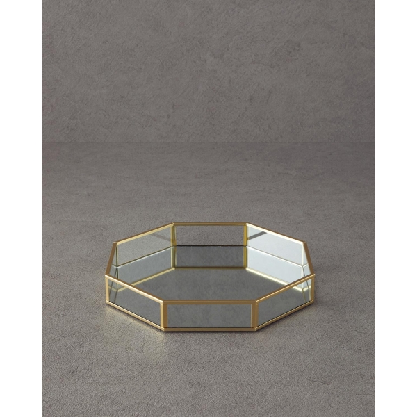 Deluxe Glass Decorative Tray 23.8x23.8x3.5 cm Gold