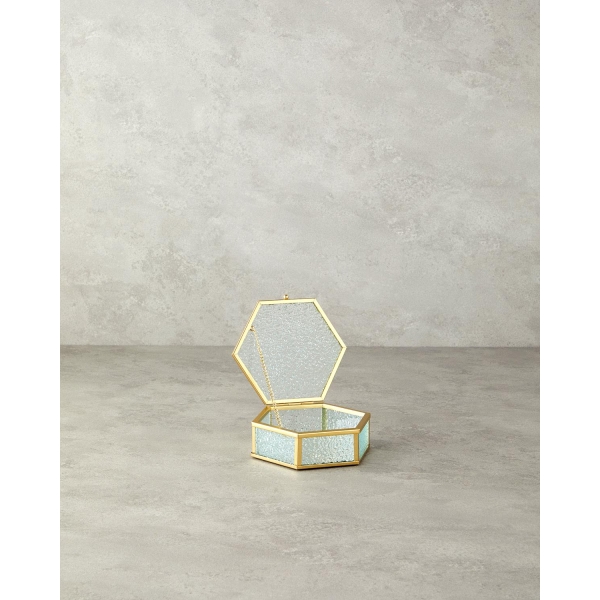 Glossy Glass Decorative Box 14x13x4.5 cm Gold