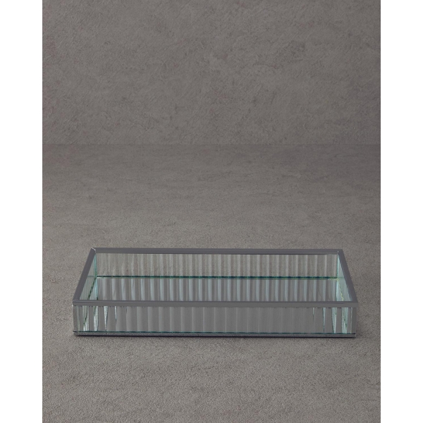 Glamour Glass Decorative Tray 25x12x4 cm Silver