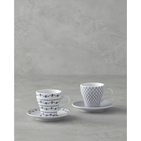 Margot Porcelain 4 Piece Coffee Cup Set For 2 People Black