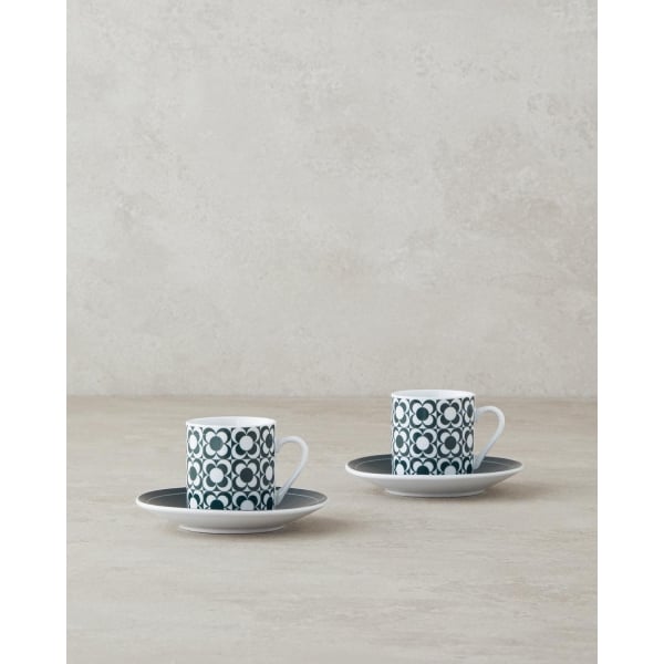 Fany Porcelain 4 Piece Coffee Cup Set For 2 People Green