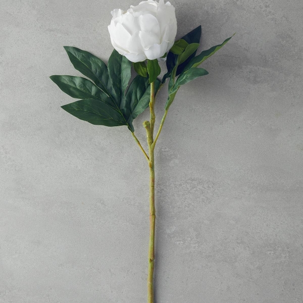 Peony Single Branch Artificial Flower 58 cm White
