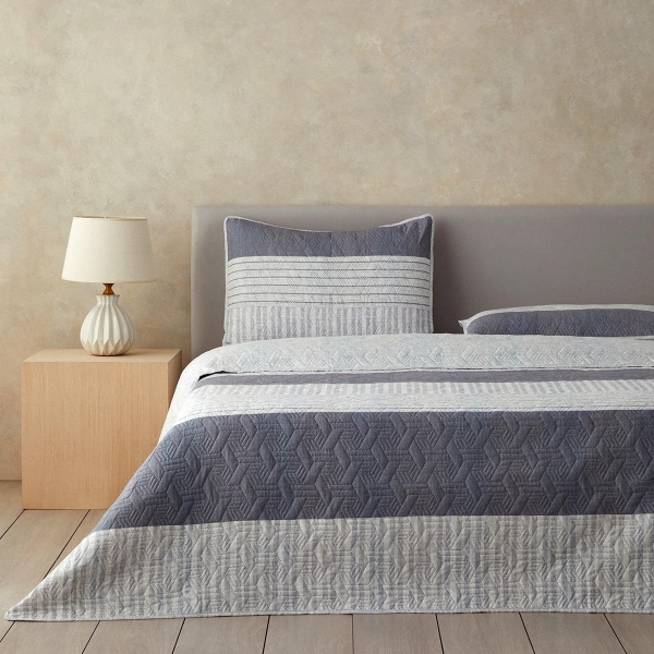 Multipurpose Double Size Bed Spread Set 200x220 cm Gray