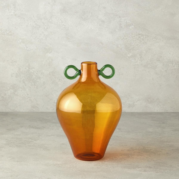 Chera Borosilicate Vase 15x14cm Amber