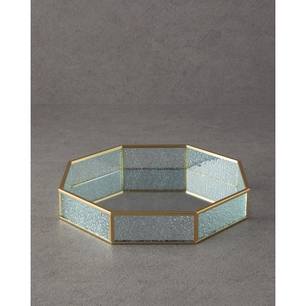 Glossy Glass Decorative Tray 30x30x5 cm Gold