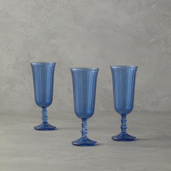 Carnival Glass 3 pcs Chalice 240 ml Blue