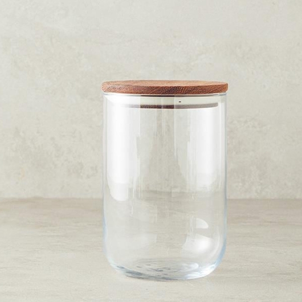 Pure Wooden Borosilicate Jar 1000 ml Transparent
