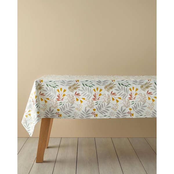 Flowery Pvc Table Cloth 140x200 cm Beige