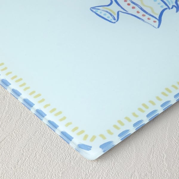 Glass Cutting Board 25x35 cm Blue - White