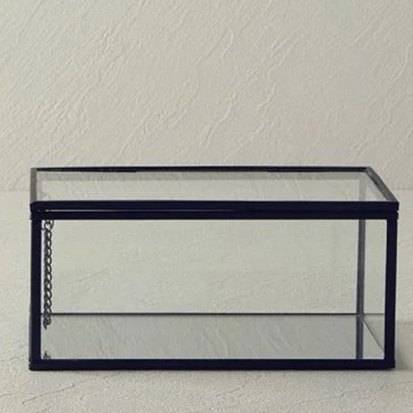 Glossy Glass Decorative Box 18x13x8cm Black