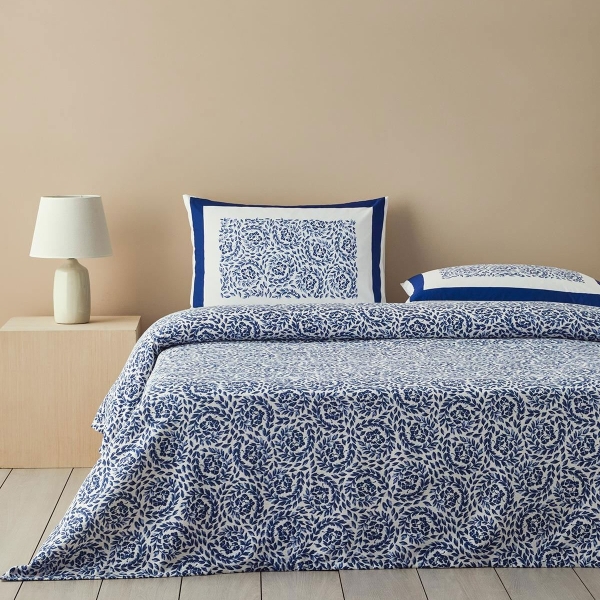 Printed Single Size Summer Blanket Set 150x220 cm Navy Blue