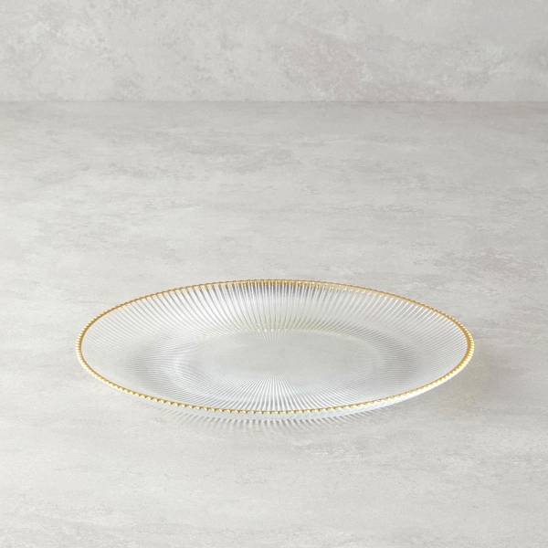 Glass Serving Plate 28 cm Gold