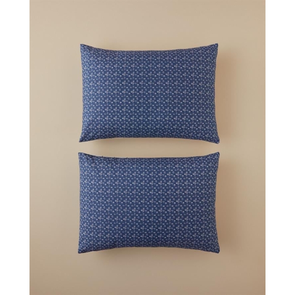 Border Check 2-Piece Pillowcase 50x70 cm Navy Blue