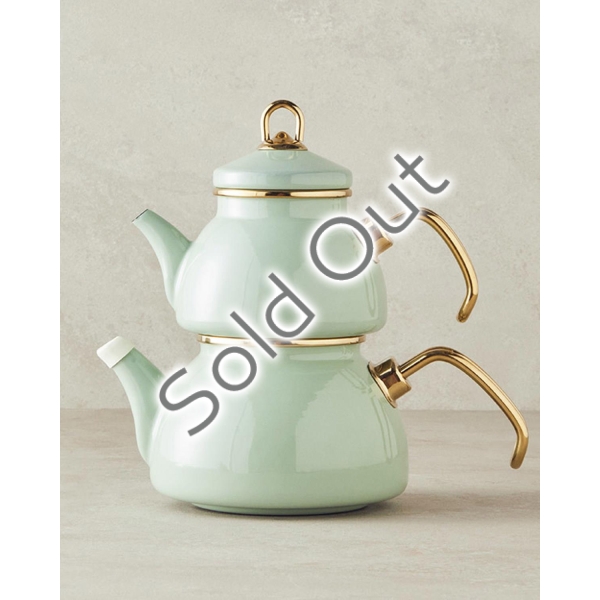 Perro Enamel Tea Pot 1.1 Liter + 2.3 Liter Light Mint