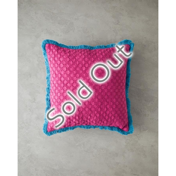 Orkney Cotton Throw Pillow Cover 45x45cm Fuchsia