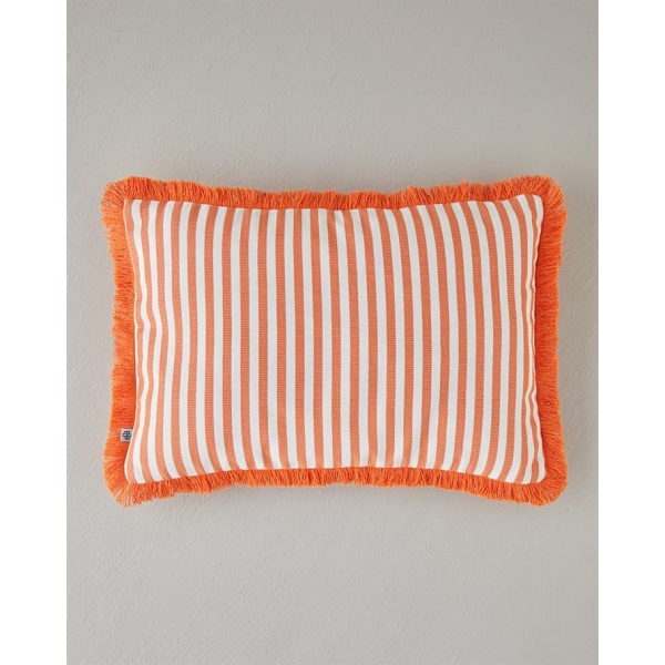 Striped Cotton Decorative Throw Pillow 35x50 cm Orange