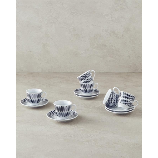 Dolly Porcelain Coffee Cup Set 12 Pieces 6 Person  80 ml Black