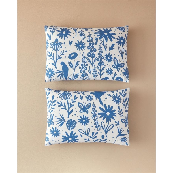 Folk Garden 2-Piece Pillow Case 50x70 cm Blue