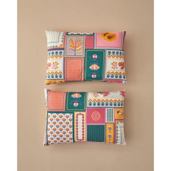 Tropic Patchwork 2-Piece Pillow Case 50x70 cm Pink