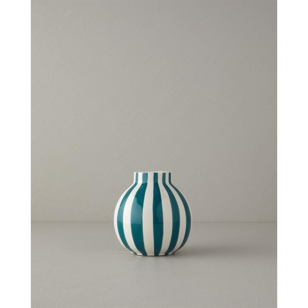 Exotic Strip Ceramic Vase 10x10x20cm Turquoise