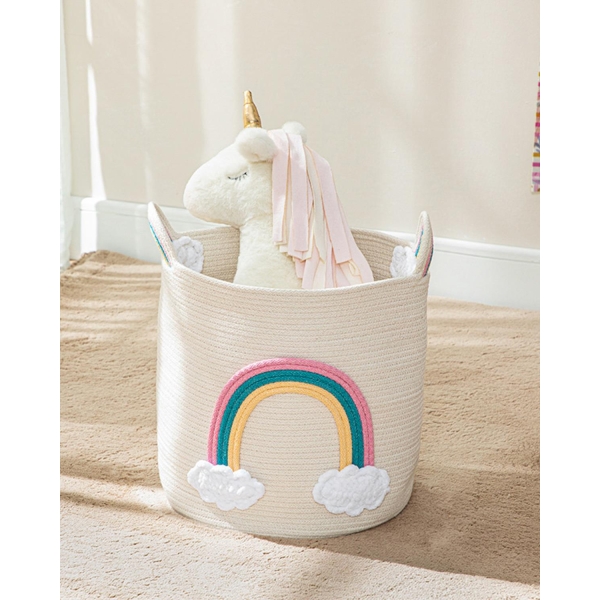 Rainbow Cotton basket weave Toy Basket 30x30 cm Ecru