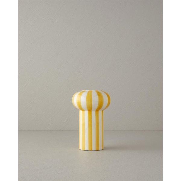 Exotic Strip Ceramic Vase 10x10x12cm Yellow