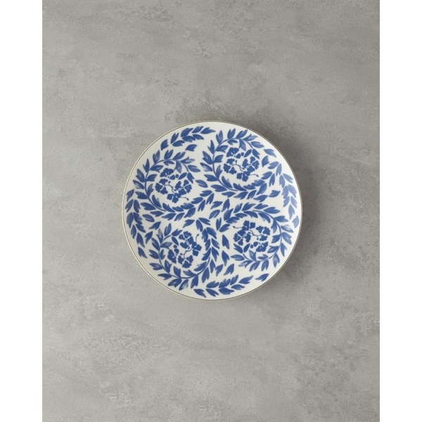 Carnival Floral Bone Porcelain Serving Plate 25 Cm Navy Blue-White