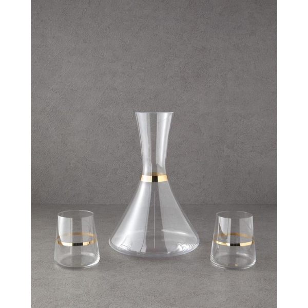 Golden Glass 3 Piece Carafe 380 Ml + 2000 Ml Gold