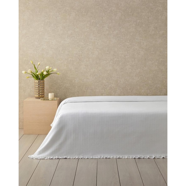 Lenora Cotton Ruffle King Blanket 220x240 cm White